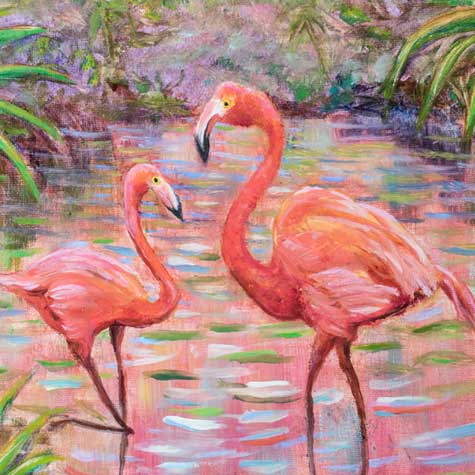 Flamingos Painting - Art